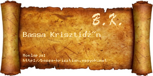 Bassa Krisztián névjegykártya